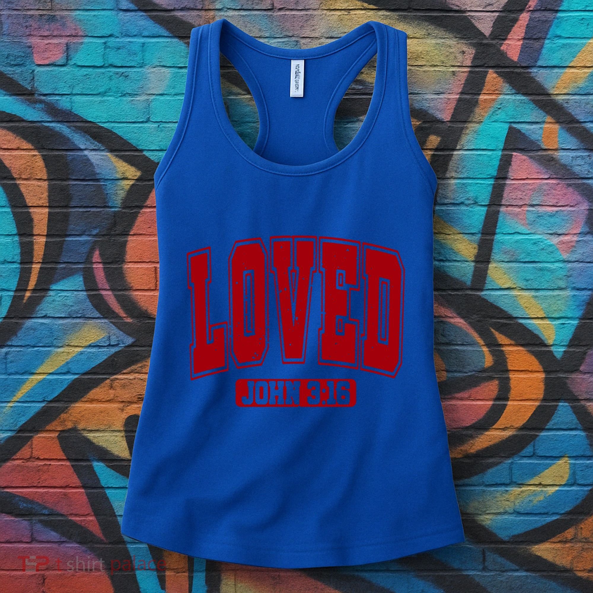 Loved John 3:16 Christian Valentines Bible Verse Valentine Gift Women's Tank Top