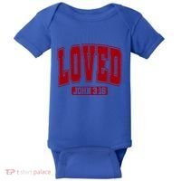 Loved John 3:16 Christian Valentines Bible Verse Valentine Gift Baby Bodysuit thumb 0