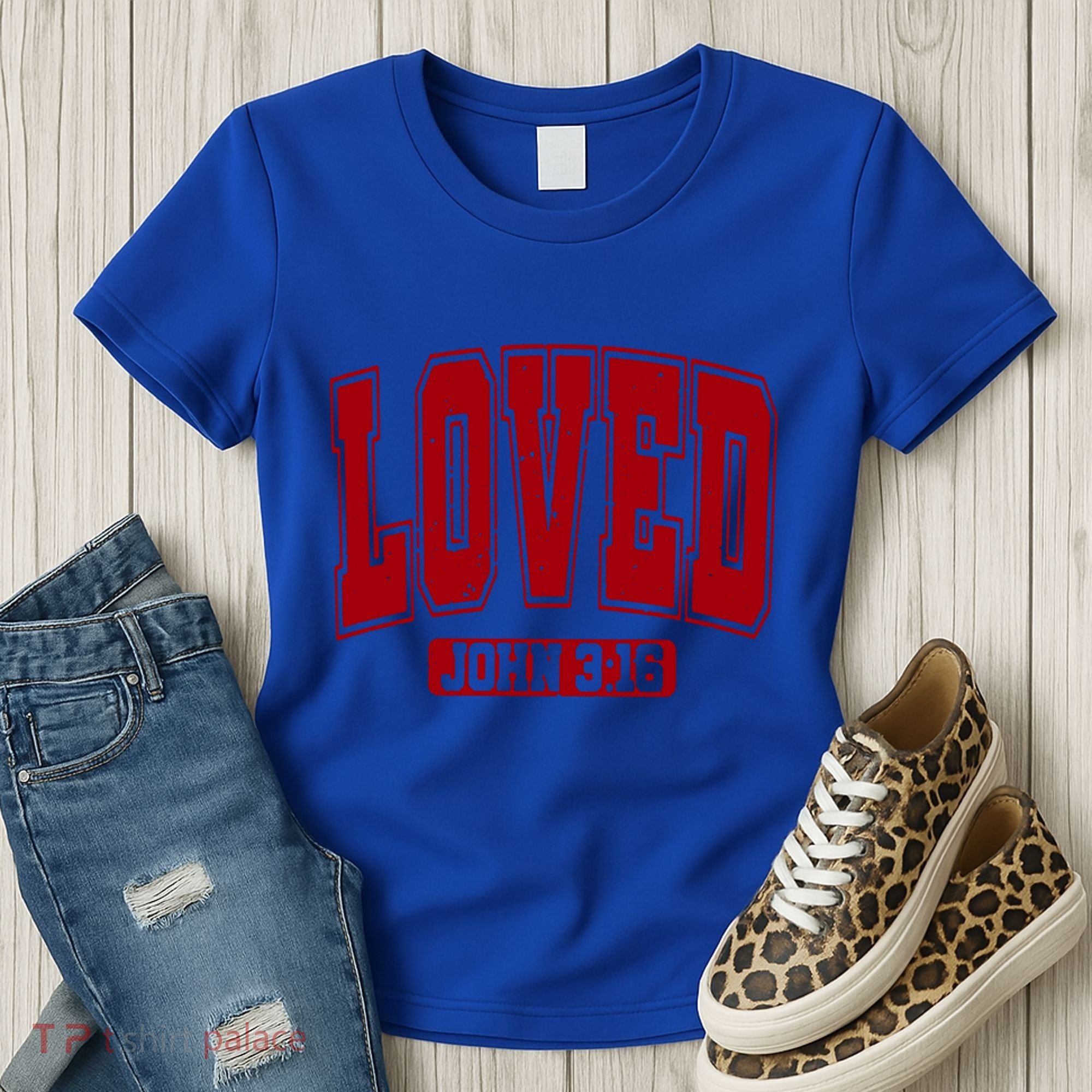 Loved John 3:16 Christian Valentines Bible Verse Valentine Gift Women's T-Shirt
