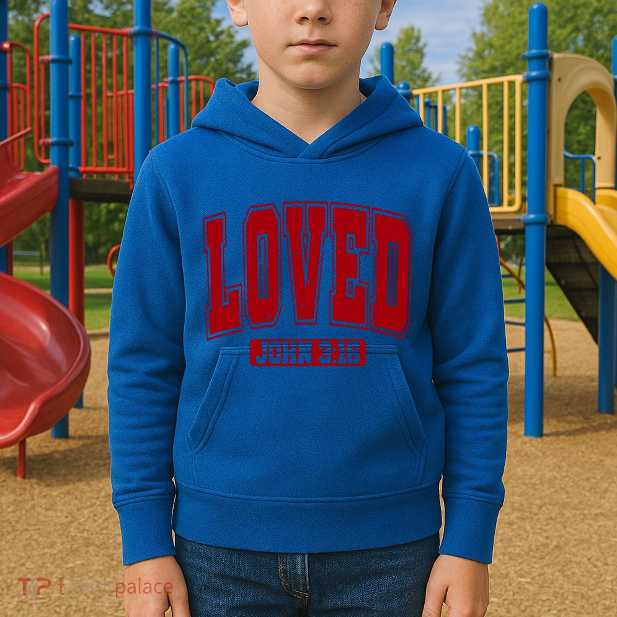 Loved John 3:16 Christian Valentines Bible Verse Valentine Gift Kids Hoodie