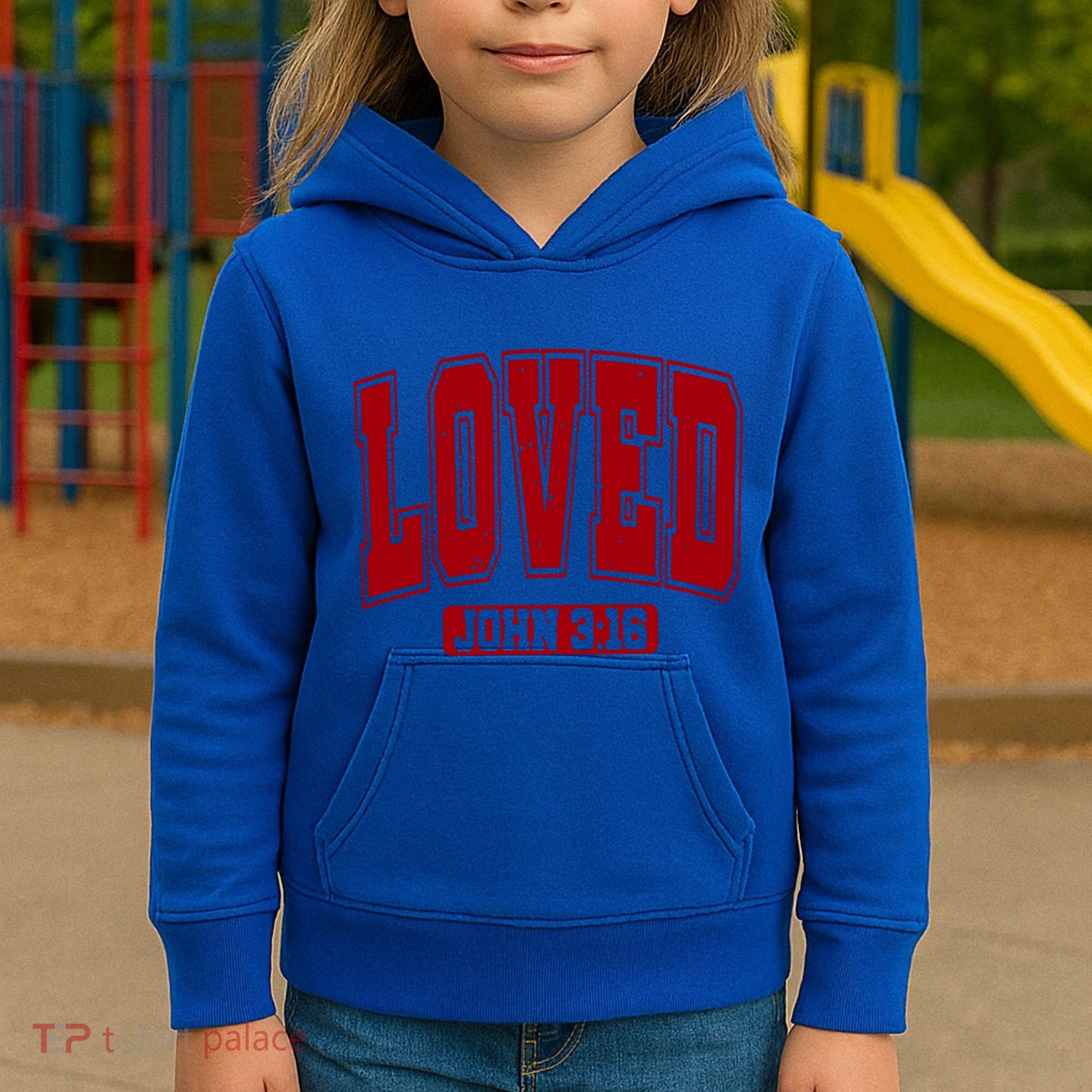 Loved John 3:16 Christian Valentines Bible Verse Valentine Gift Kids Hoodie