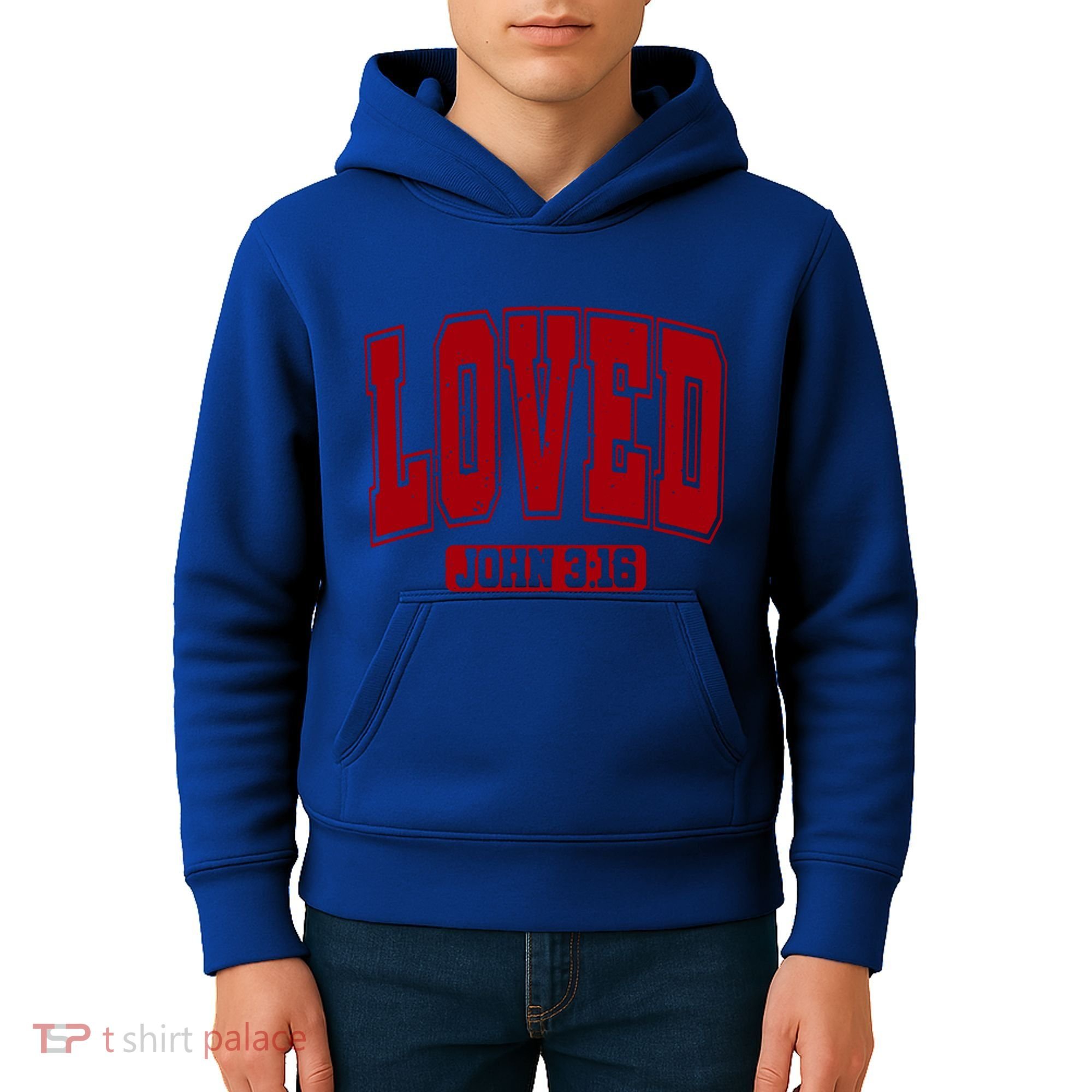 Loved John 3:16 Christian Valentines Bible Verse Valentine Gift Kids Hoodie