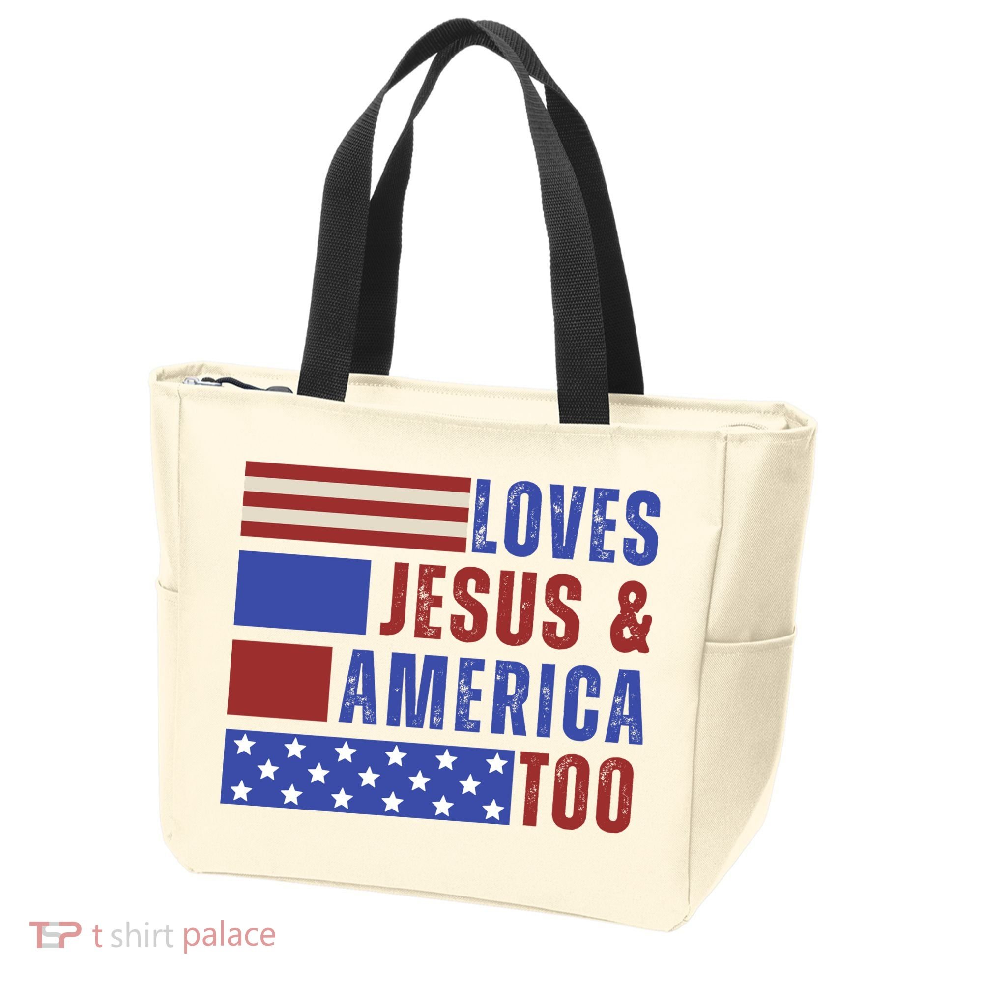 Love Jesus And America Too Tote Bag