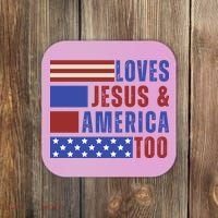 Love Jesus And America Too Coaster thumb 0