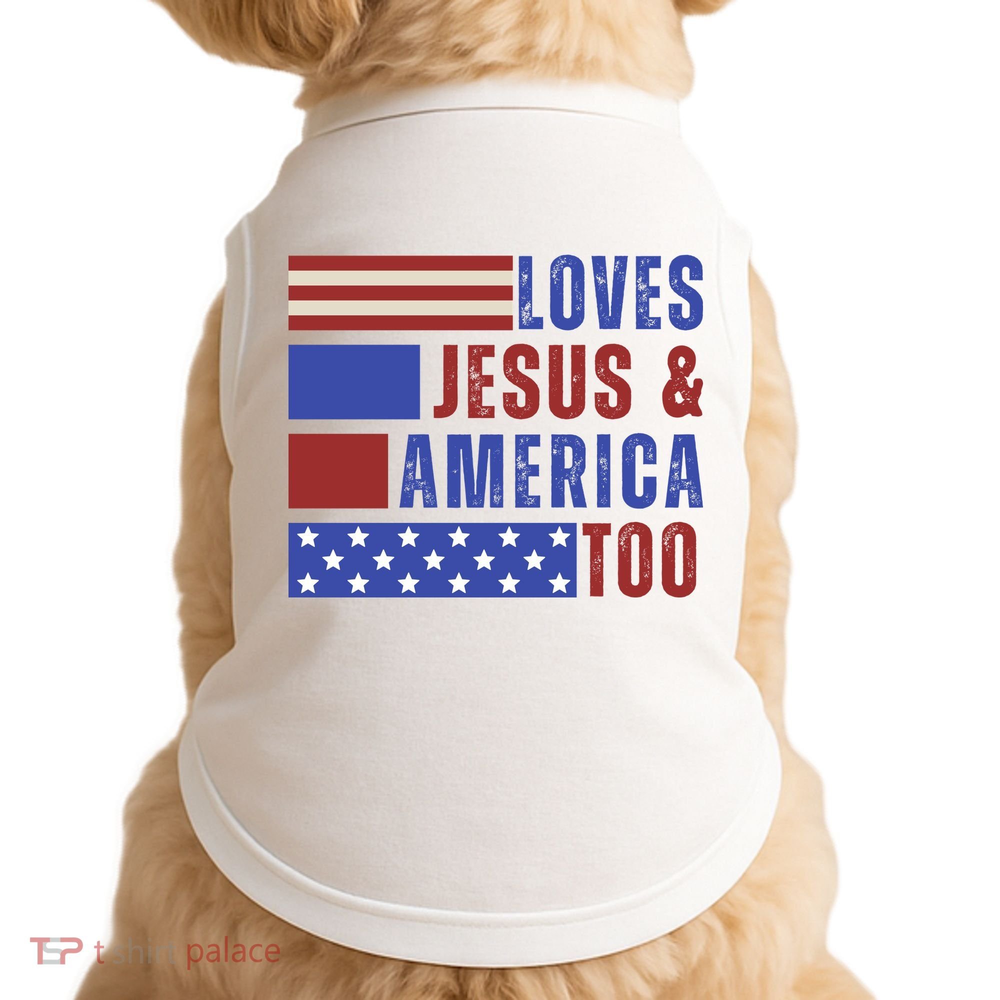 Love Jesus And America Too Doggie Tank