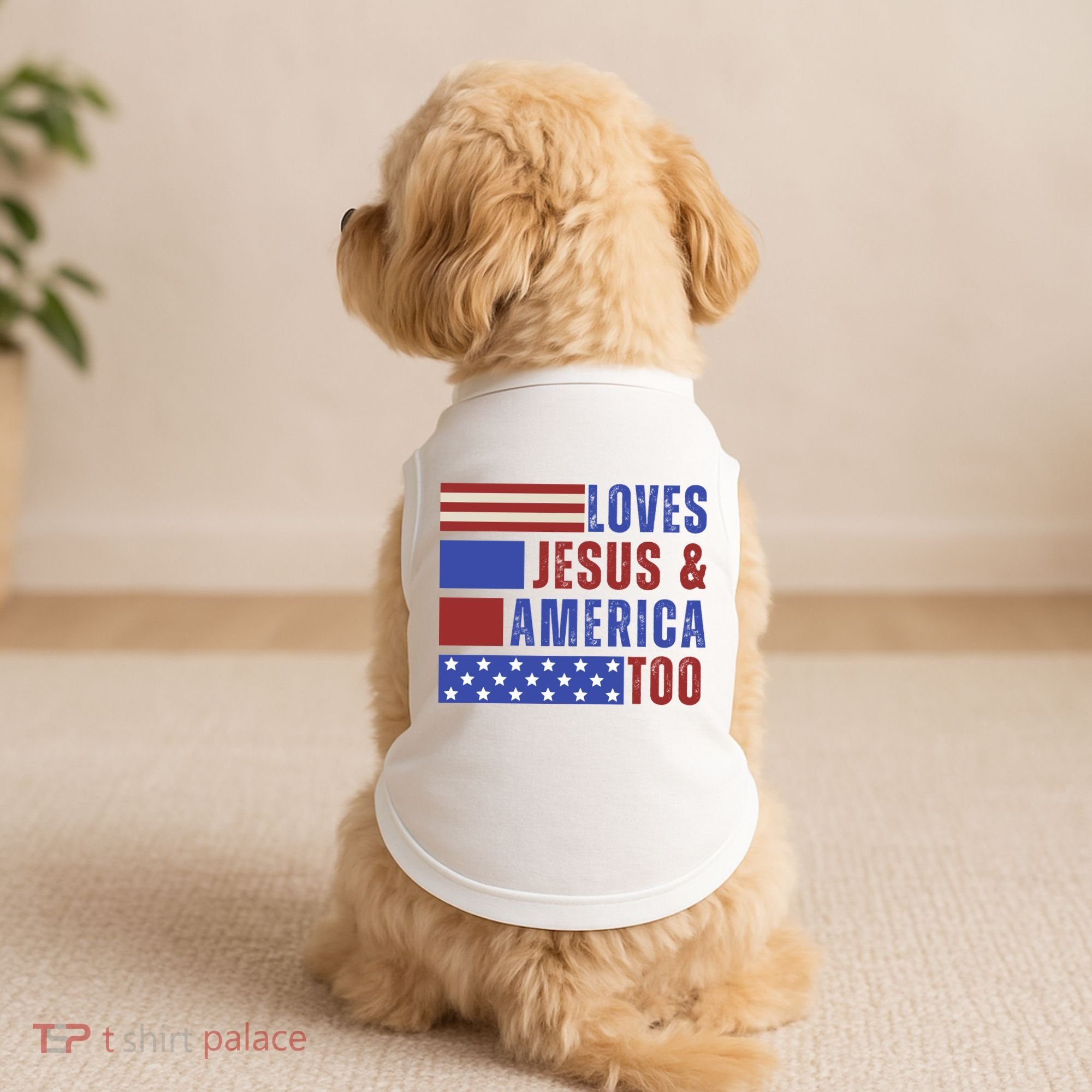 Love Jesus And America Too Doggie Tank