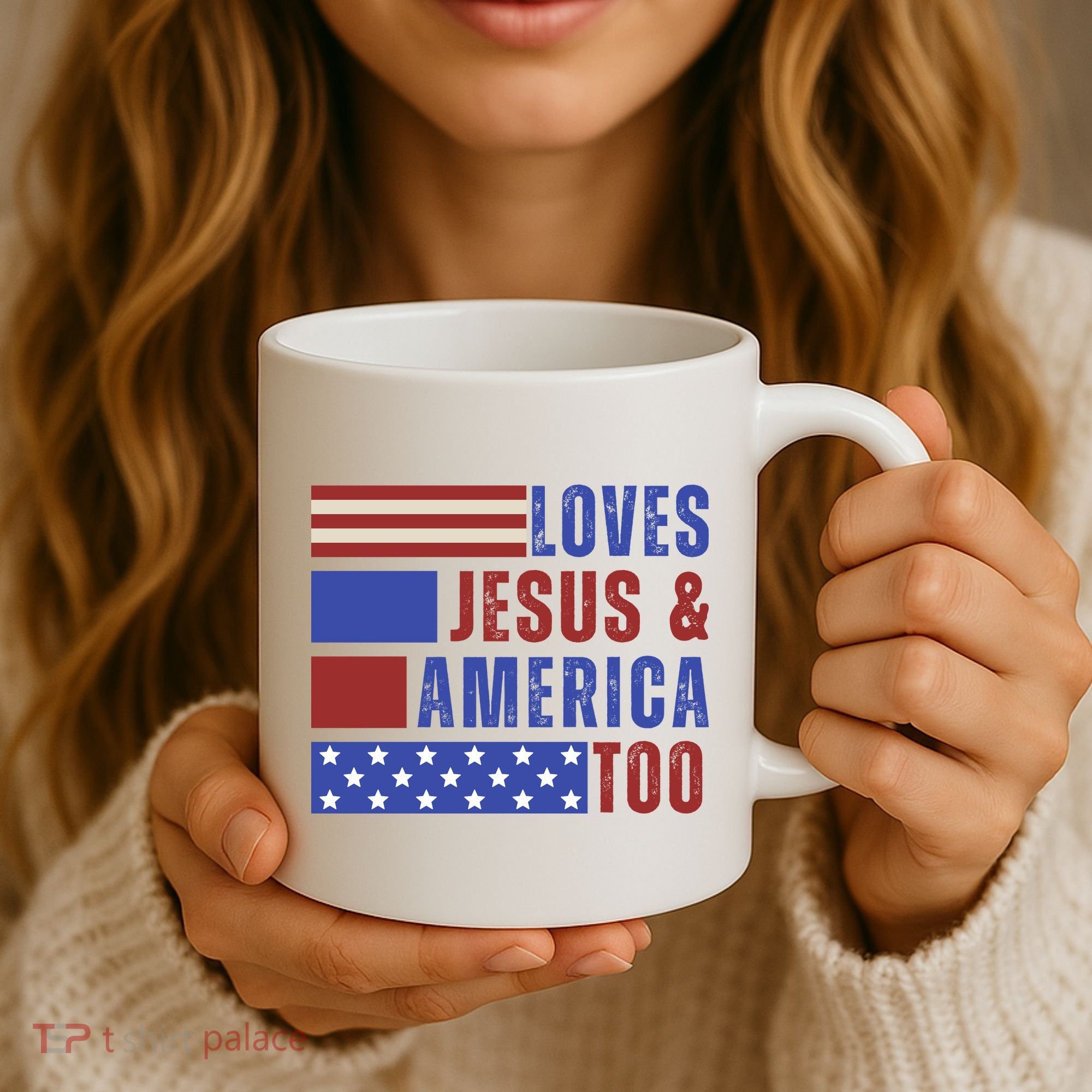 Love Jesus And America Too Coffee Mug