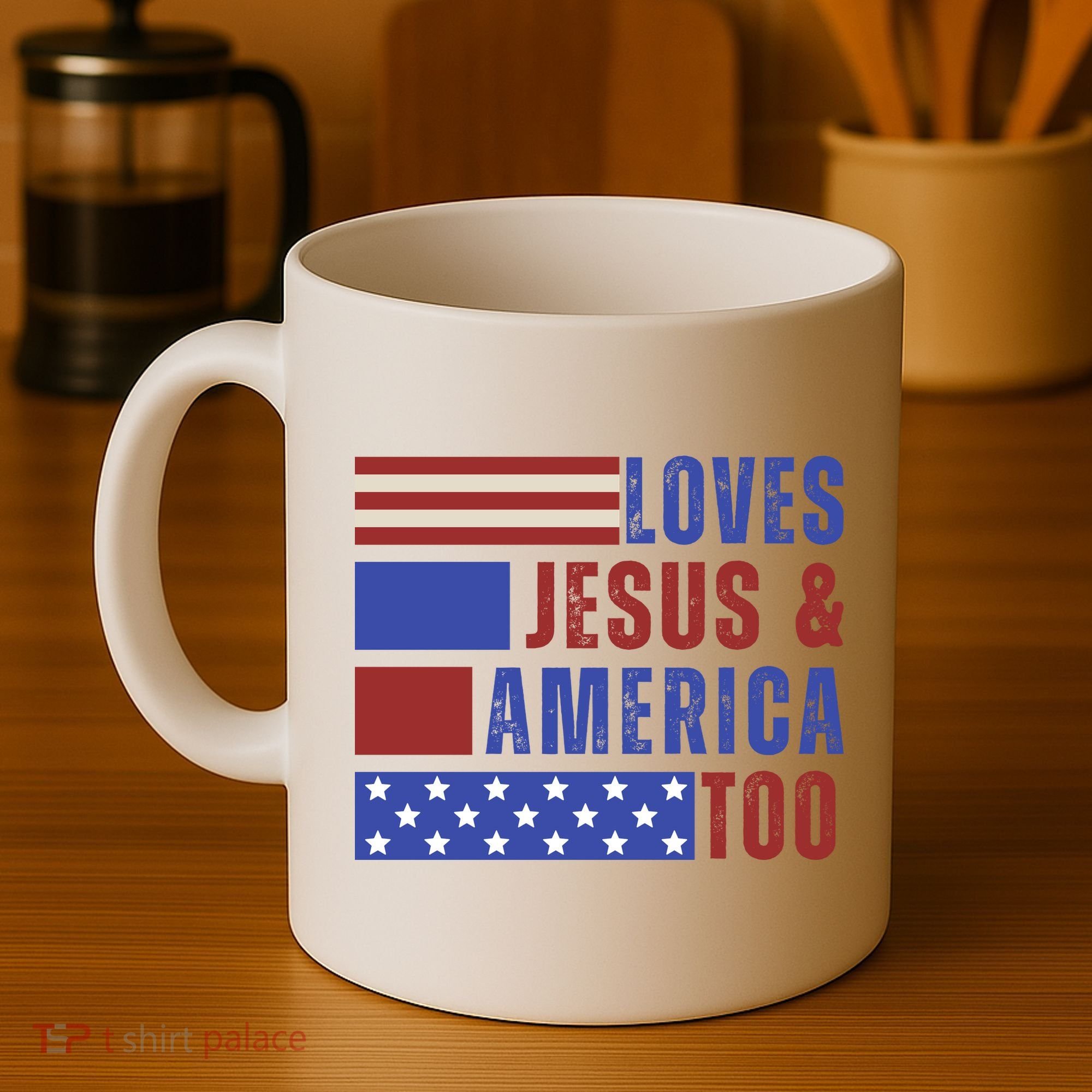 Love Jesus And America Too Coffee Mug