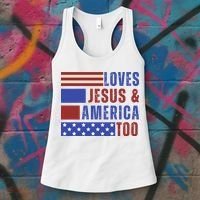 Love Jesus And America Too Women's Tank Top thumb 3