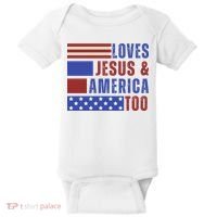 Love Jesus And America Too Baby Bodysuit thumb 0
