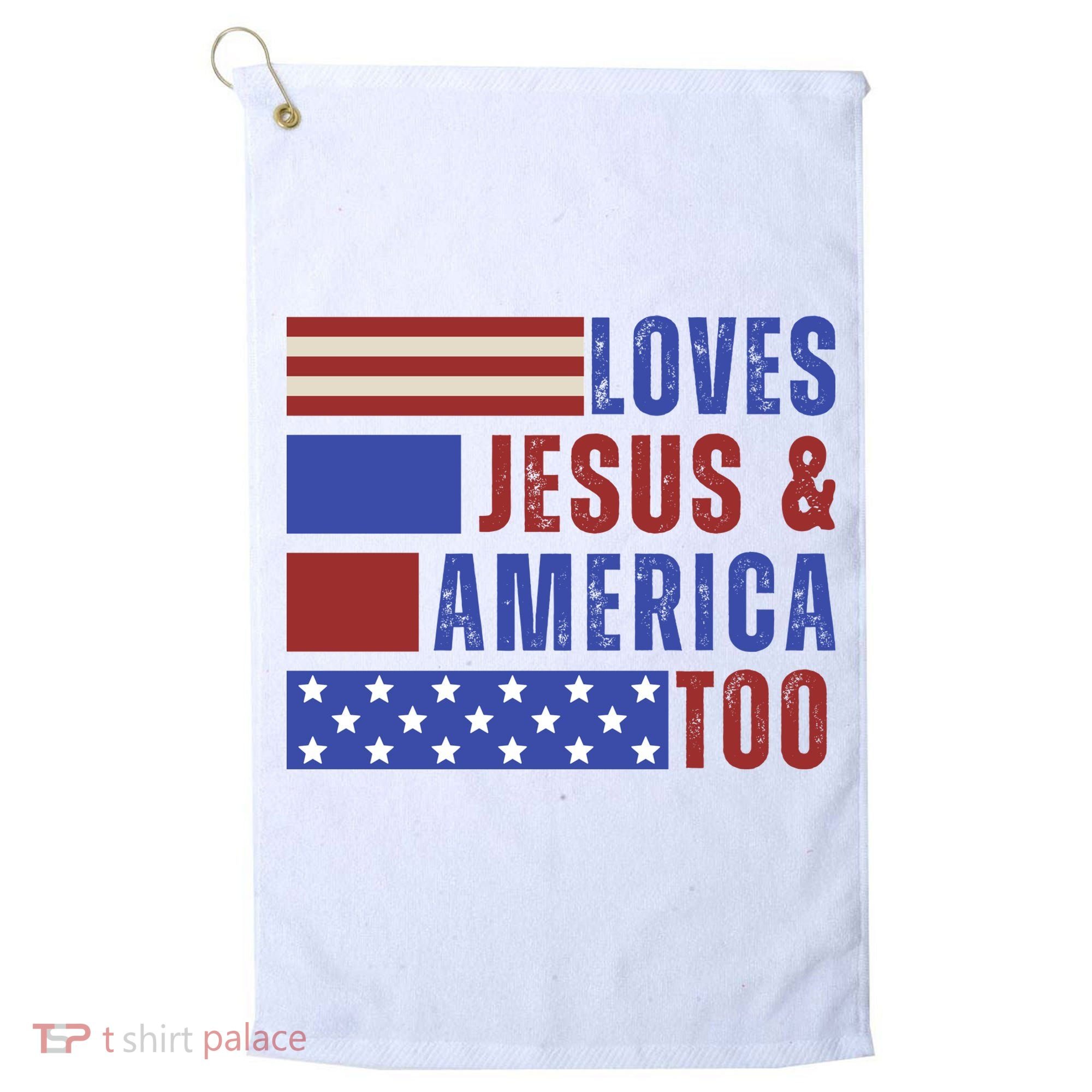 Love Jesus And America Too Golf Towel