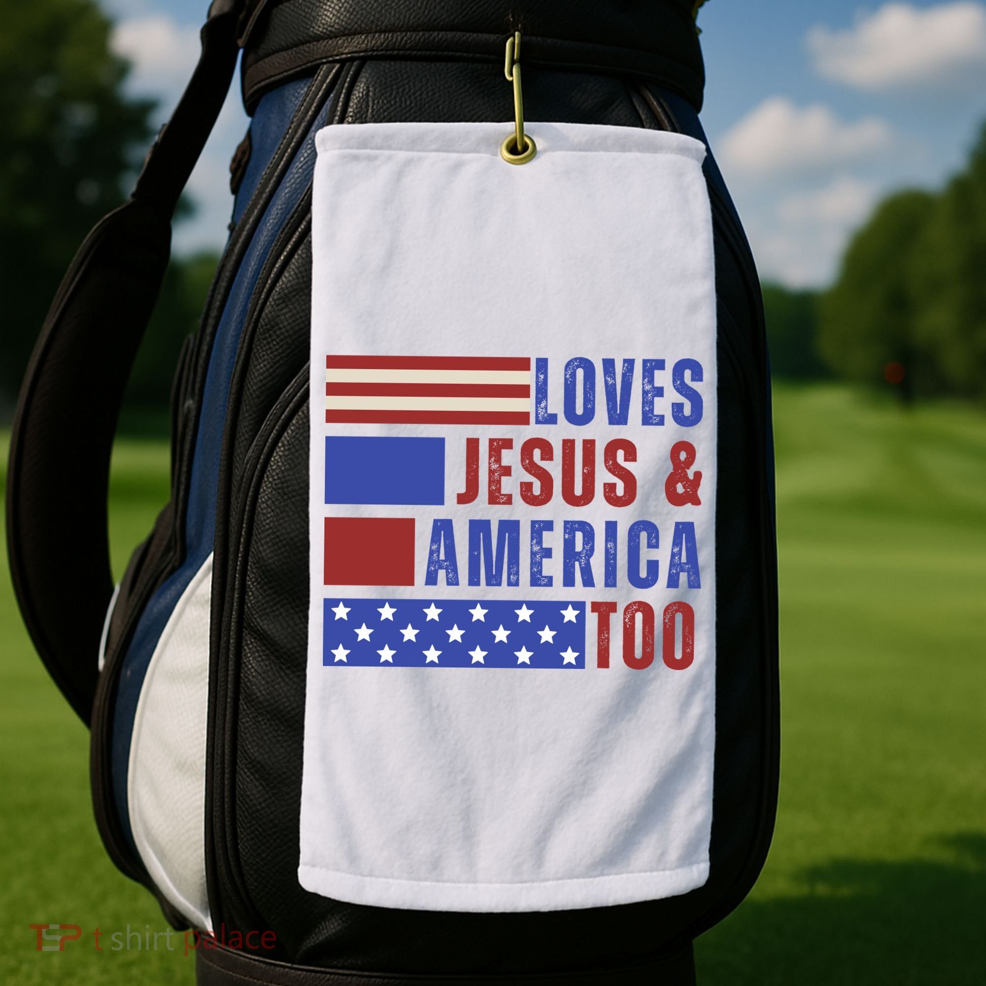 Love Jesus And America Too Golf Towel