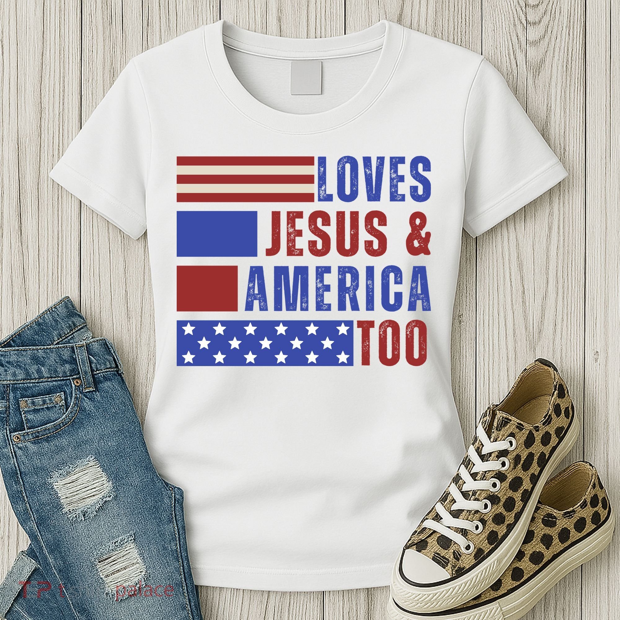 Love Jesus And America Too Women's T-Shirt