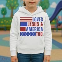 Love Jesus And America Too Kids Hoodie thumb 3