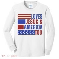 Love Jesus And America Too Kids Long Sleeve Shirt thumb 0