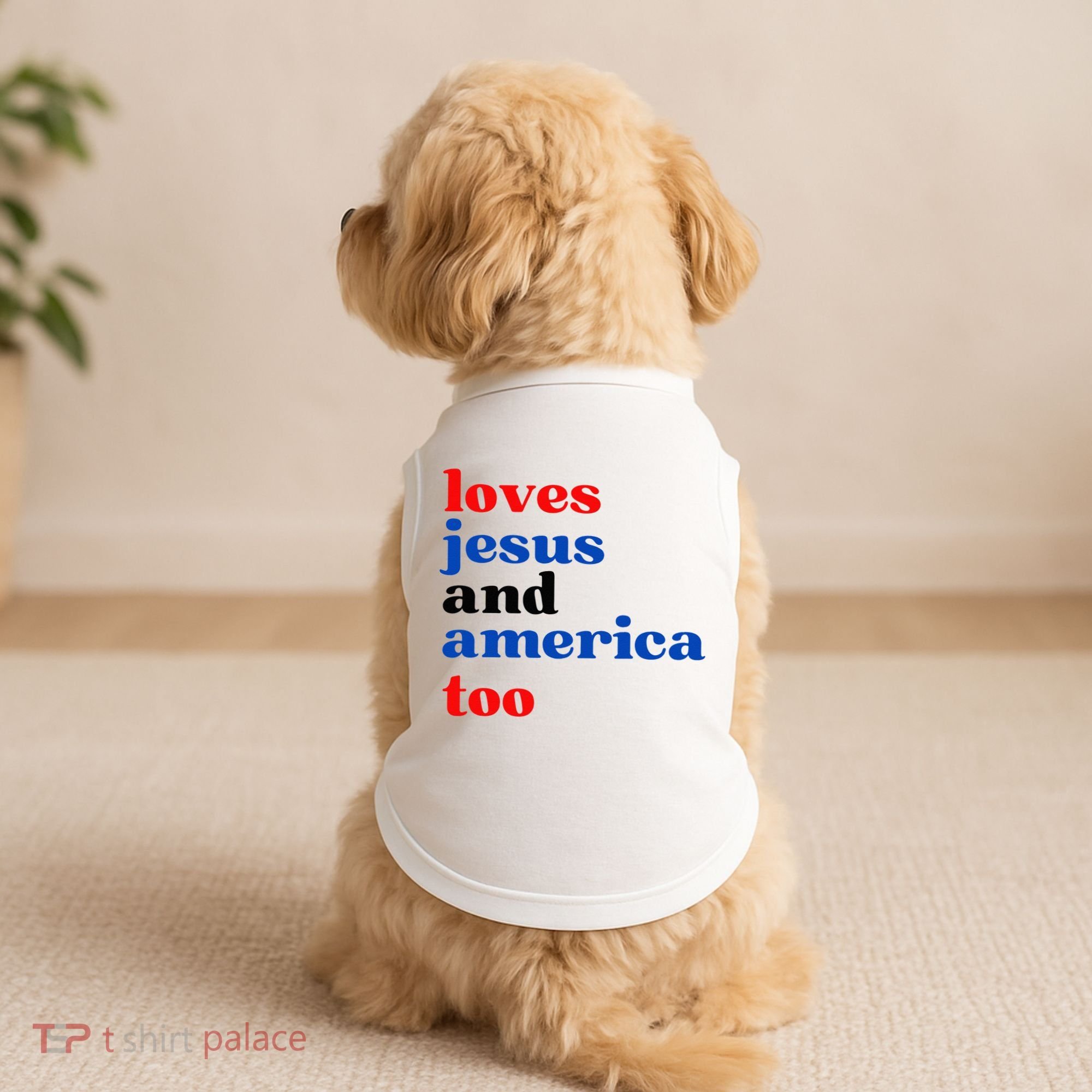 Loves Jesus And America Too Patriotic Doggie Tank
