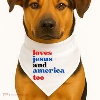 Loves Jesus And America Too Patriotic USA-Made Doggie Bandana thumb 1