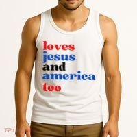 Loves Jesus And America Too Patriotic Tank Top thumb 3