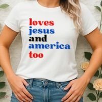Loves Jesus And America Too Patriotic Women's T-Shirt thumb 2
