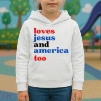 Loves Jesus And America Too Patriotic Kids Hoodie thumb 3