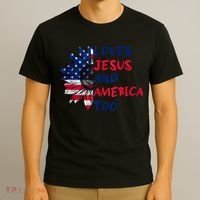 Loves Jesus And America Too Sunflower T-Shirt thumb 3