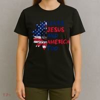 Loves Jesus And America Too Sunflower T-Shirt thumb 4