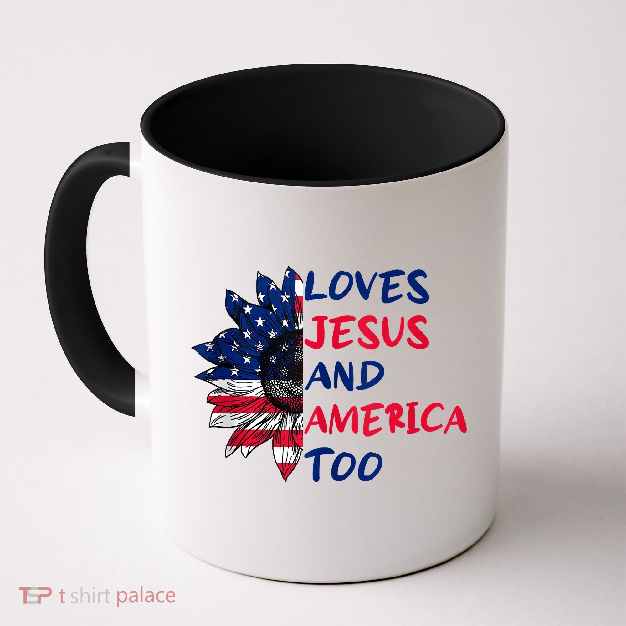 Loves Jesus And America Too Sunflower Coffee Mug