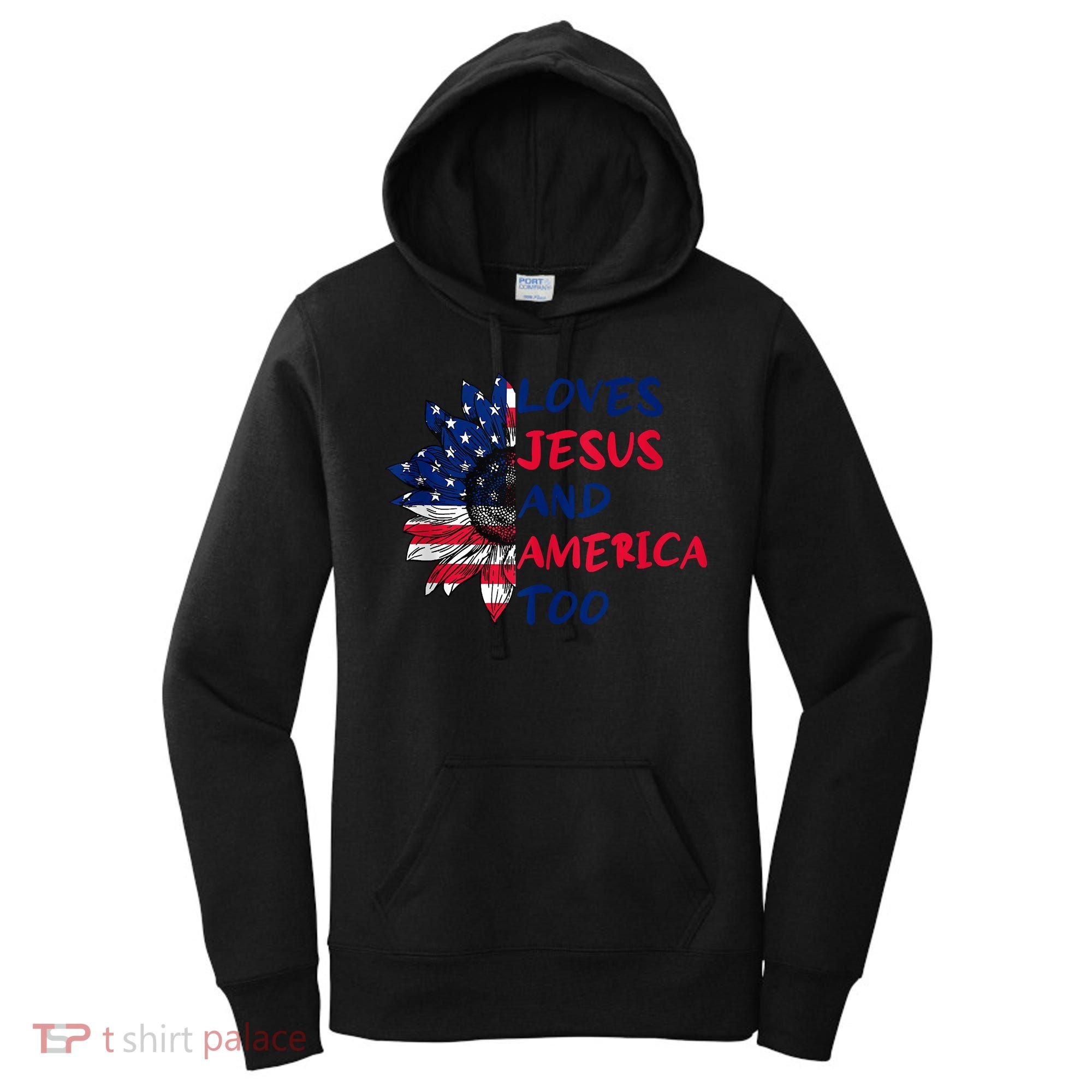 Loves Jesus And America Too Sunflower Women's Hoodie