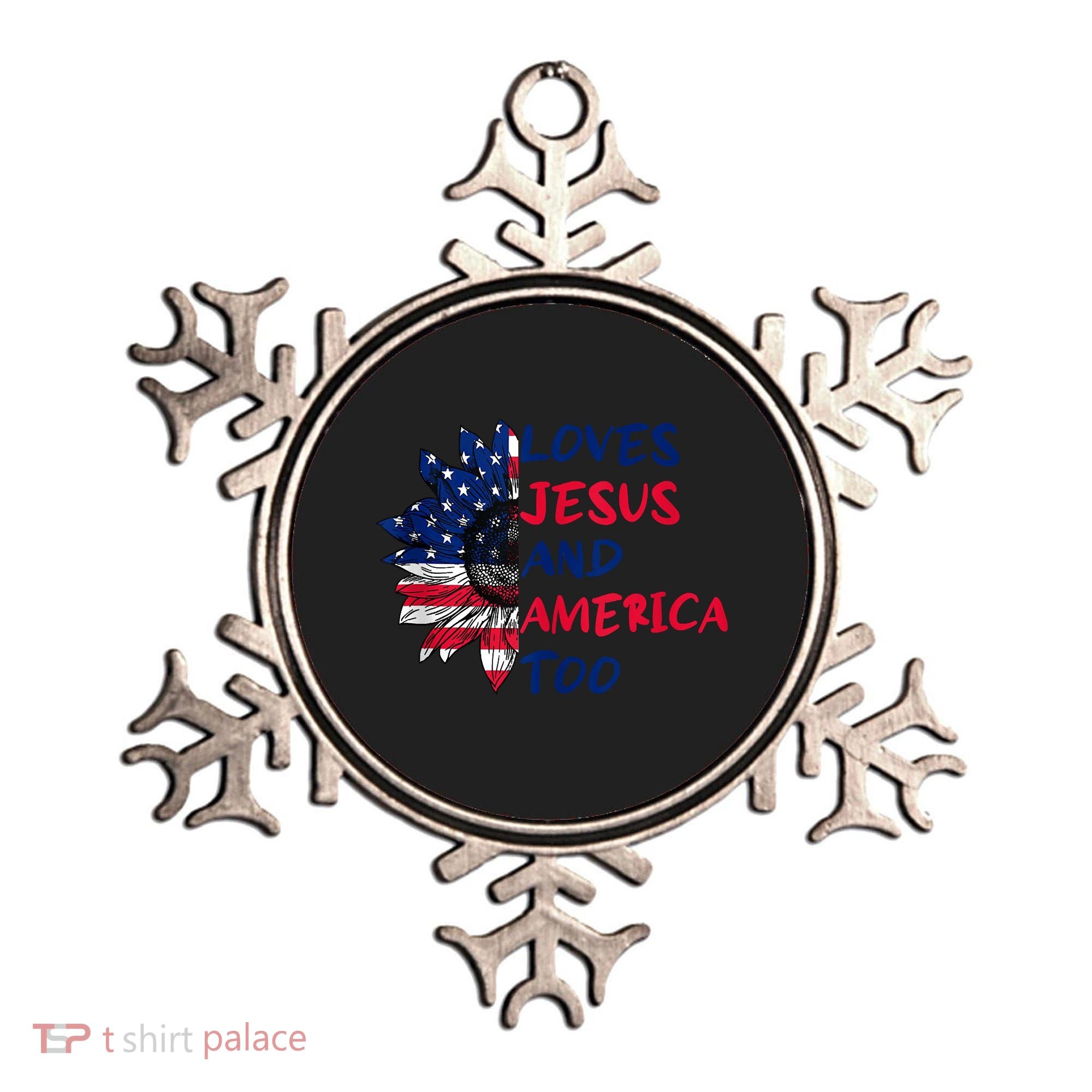 Loves Jesus And America Too Sunflower Ornament