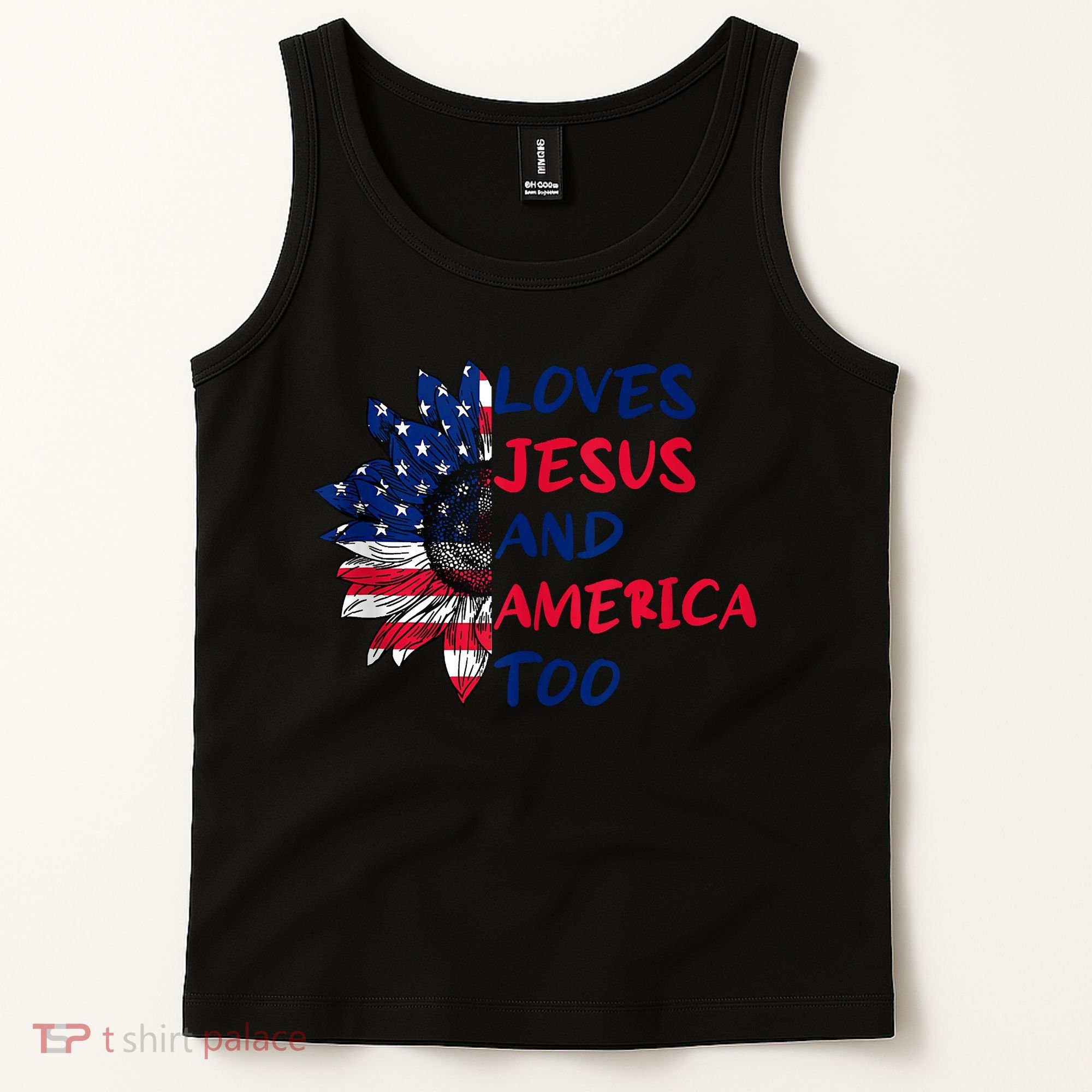 Loves Jesus And America Too Sunflower Tank Top