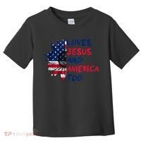 Loves Jesus And America Too Sunflower Toddler T-Shirt thumb 0