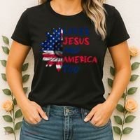 Loves Jesus And America Too Sunflower Women's T-Shirt thumb 2