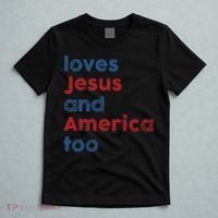 Loves Jesus And America Too 4th of July Proud T-Shirt thumb 5