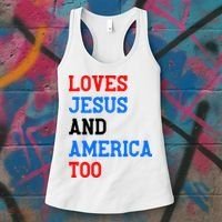 Loves Jesus And America Too 4th Of July Women's Tank Top thumb 3