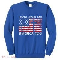 Loves Jesus And America Too Usa Patriotic Sweatshirt thumb 0