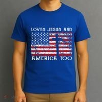 Loves Jesus And America Too Usa Patriotic T-Shirt thumb 3