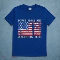 Loves Jesus And America Too Usa Patriotic T-Shirt thumb 5