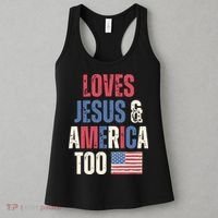 Loves Jesus & America Too Funny 4th Of July Women's Tank Top thumb 3