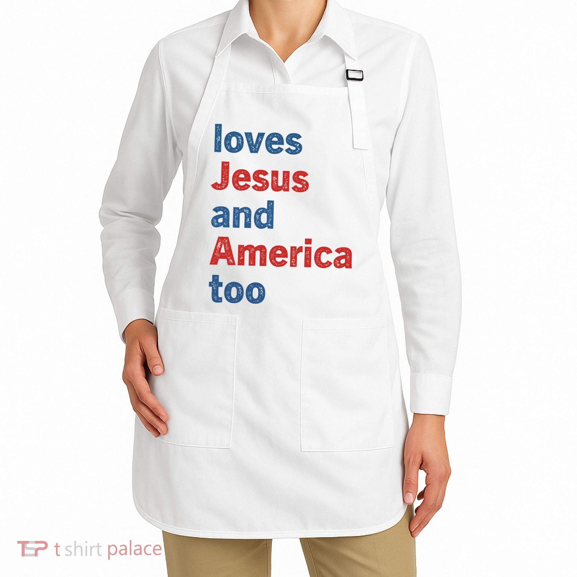 Loves Jesus And America Too Apron