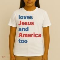Loves Jesus And America Too T-Shirt thumb 4