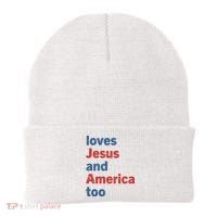 Loves Jesus And America Too Beanie thumb 0