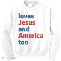 Loves Jesus And America Too Kids Sweatshirt thumb 0