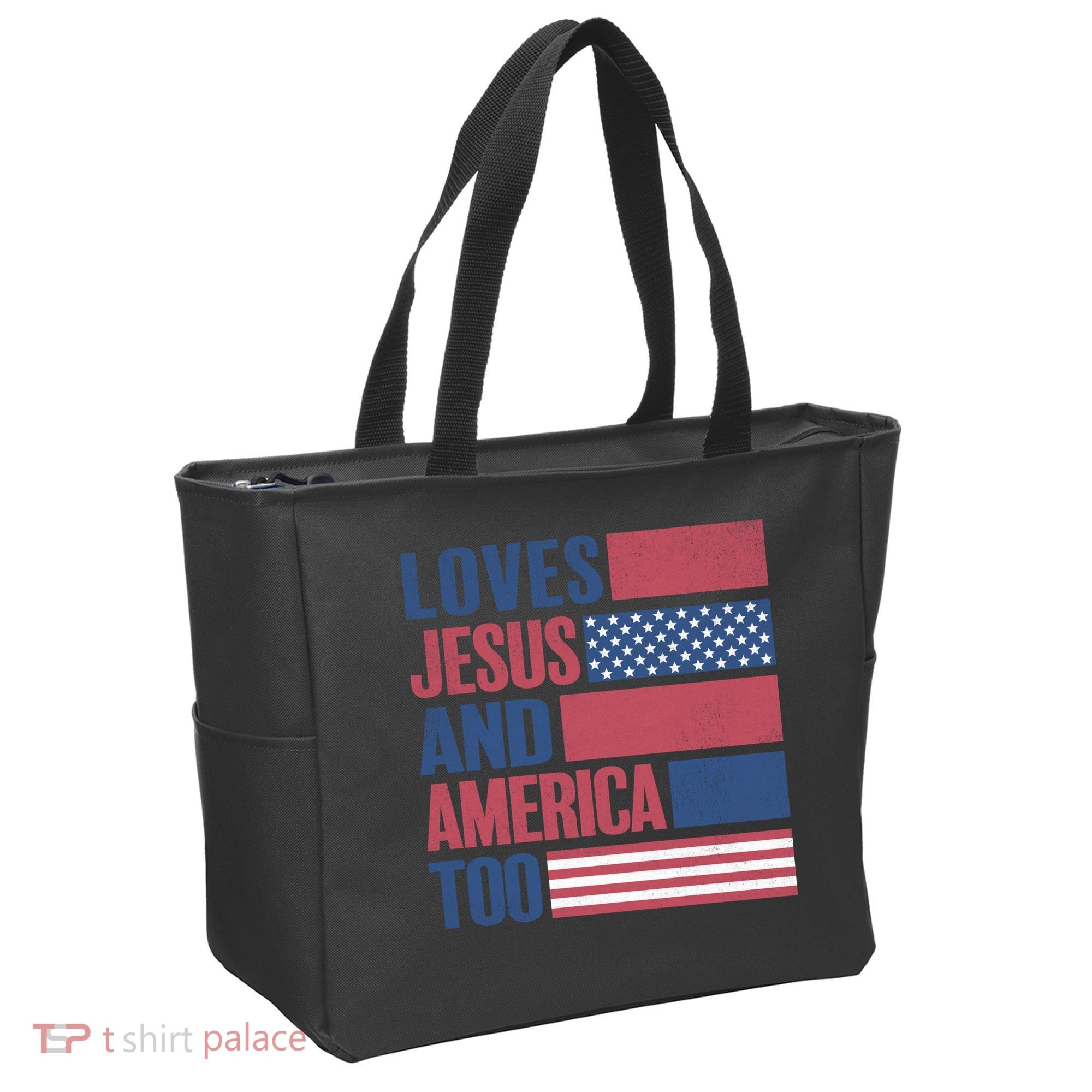 Love Jesus America Too Tote Bag