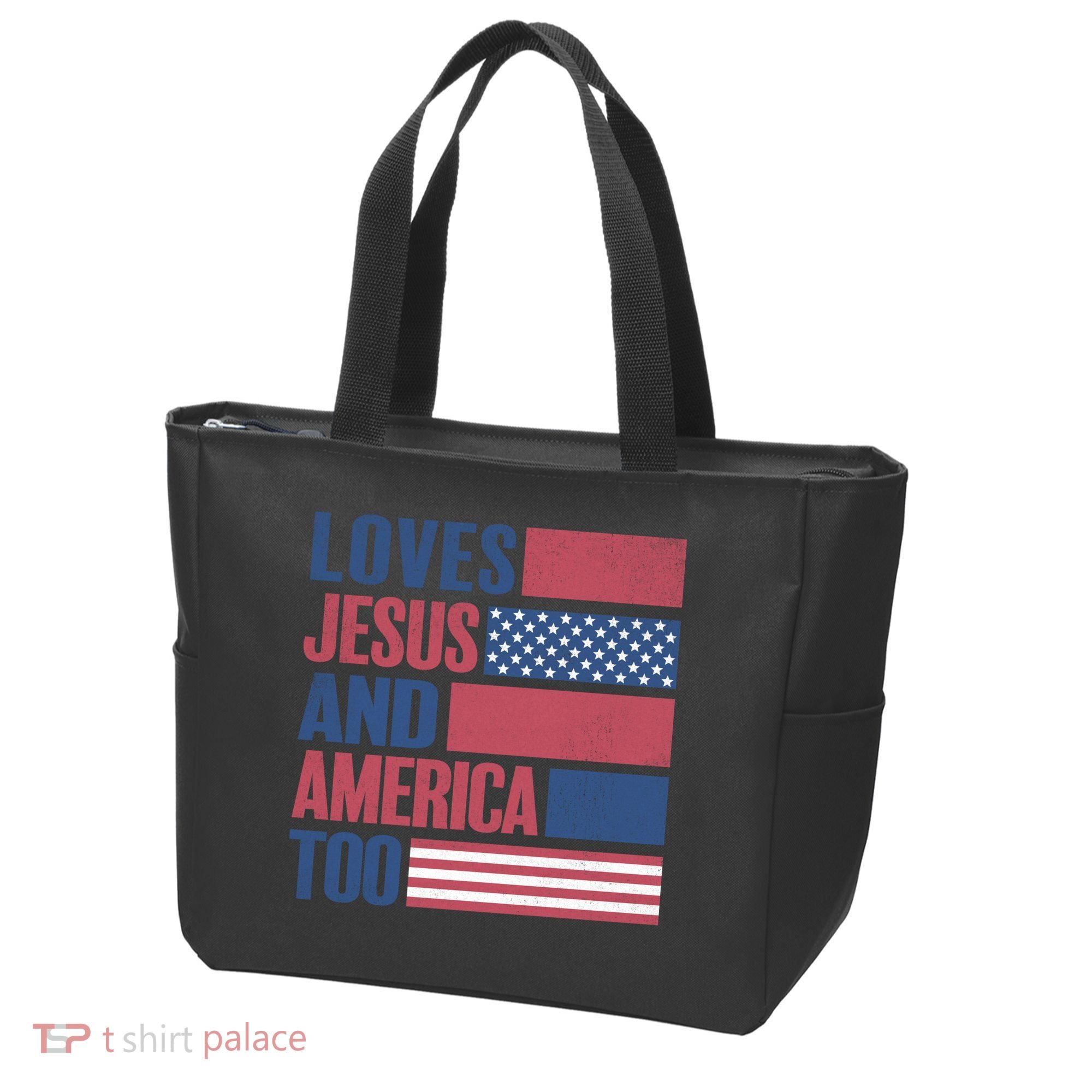 Love Jesus America Too Tote Bag