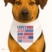 Love Jesus America Too USA-Made Doggie Bandana thumb 1