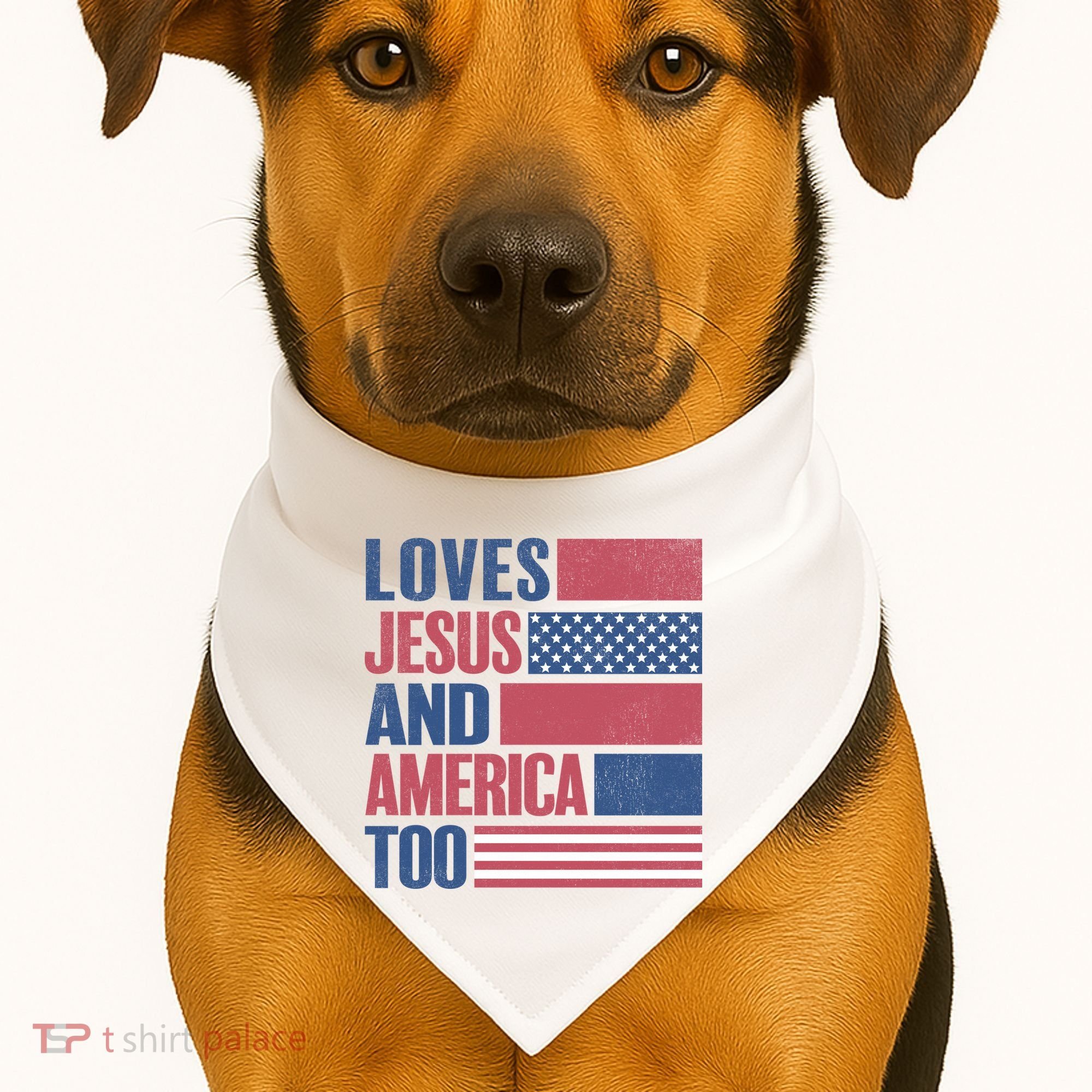 Love Jesus America Too USA-Made Doggie Bandana