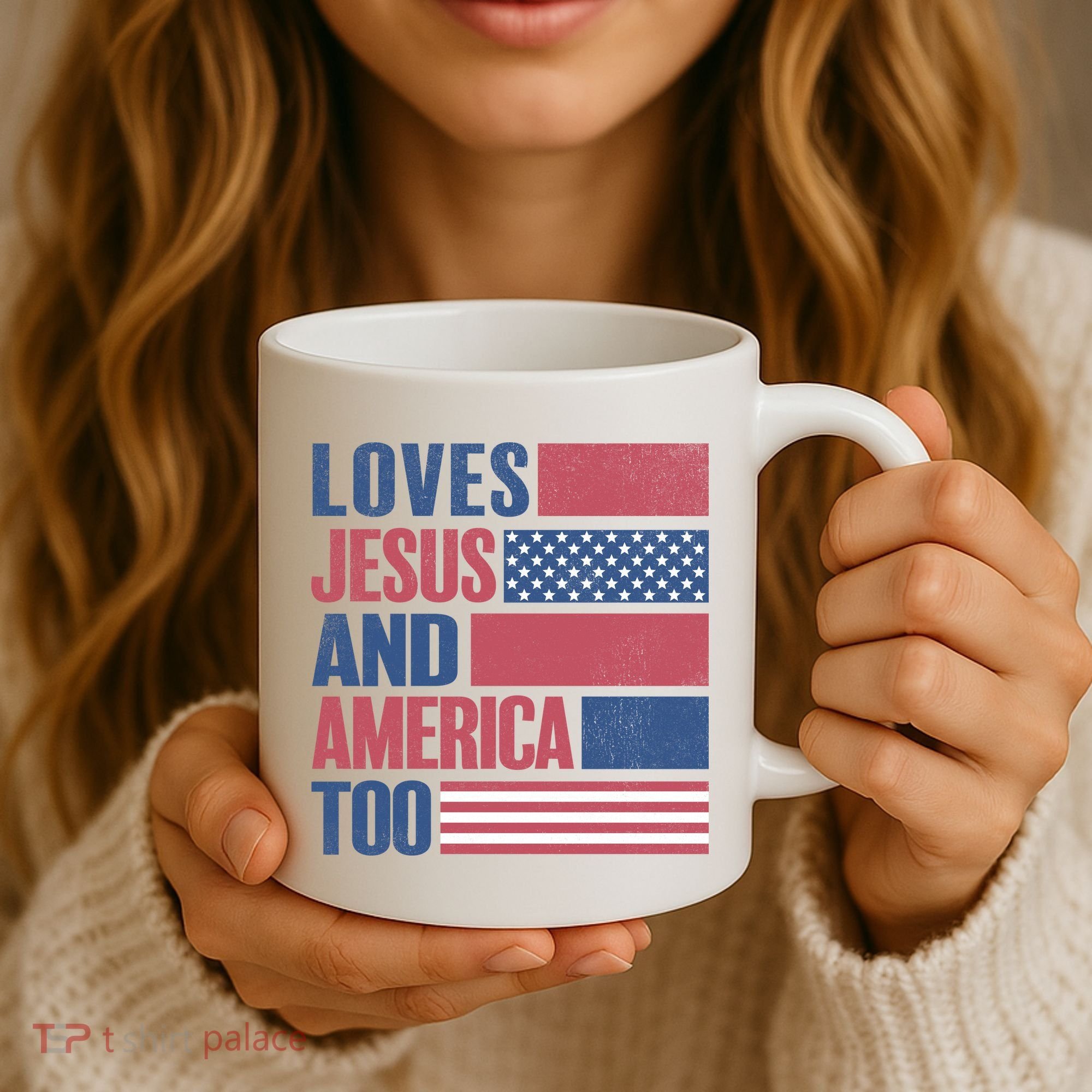 Love Jesus America Too Coffee Mug