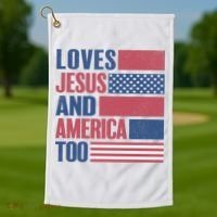Love Jesus America Too Golf Towel thumb 1