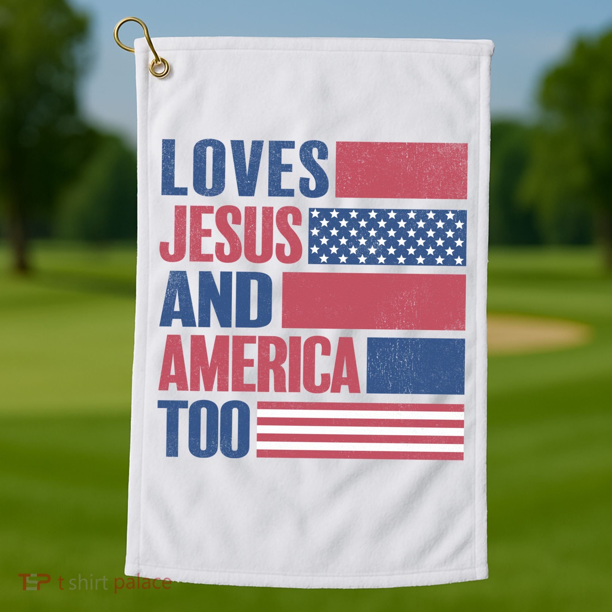 Love Jesus America Too Golf Towel