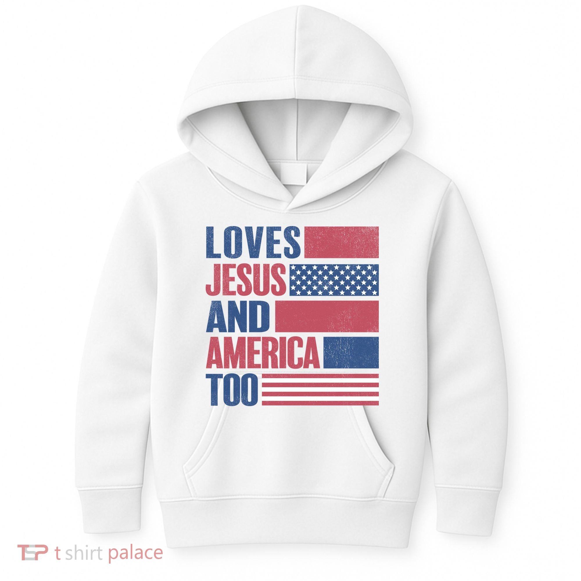 Love Jesus America Too Kids Hoodie